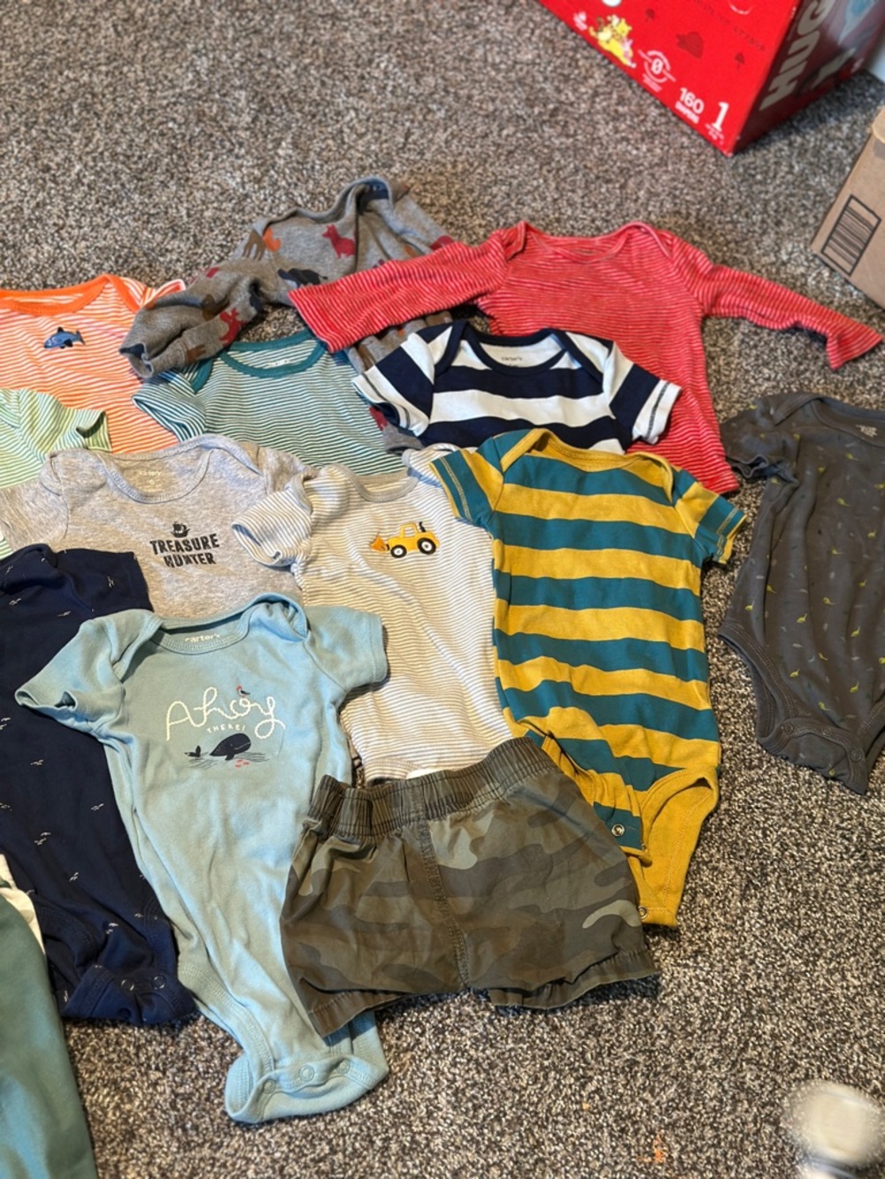 Mixed Baby Bodysuit and Shorts Bundle - Stripes, Navy, Teal, Mustard